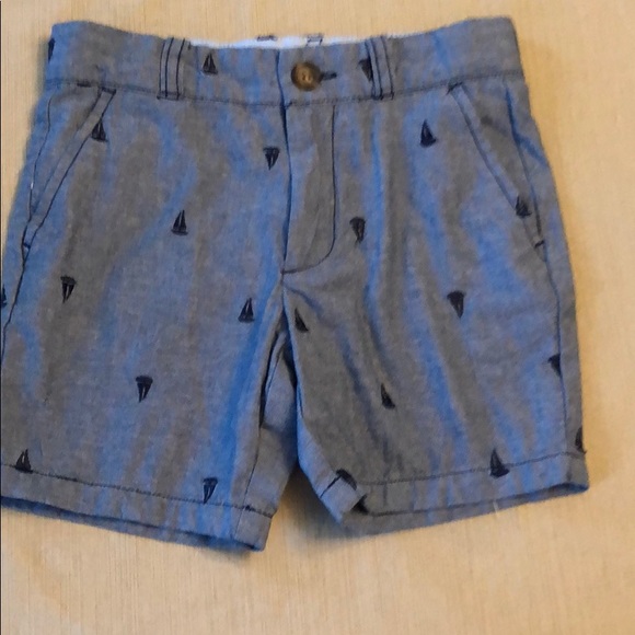Carter's Other - Blue shorts with embroidered sailboats